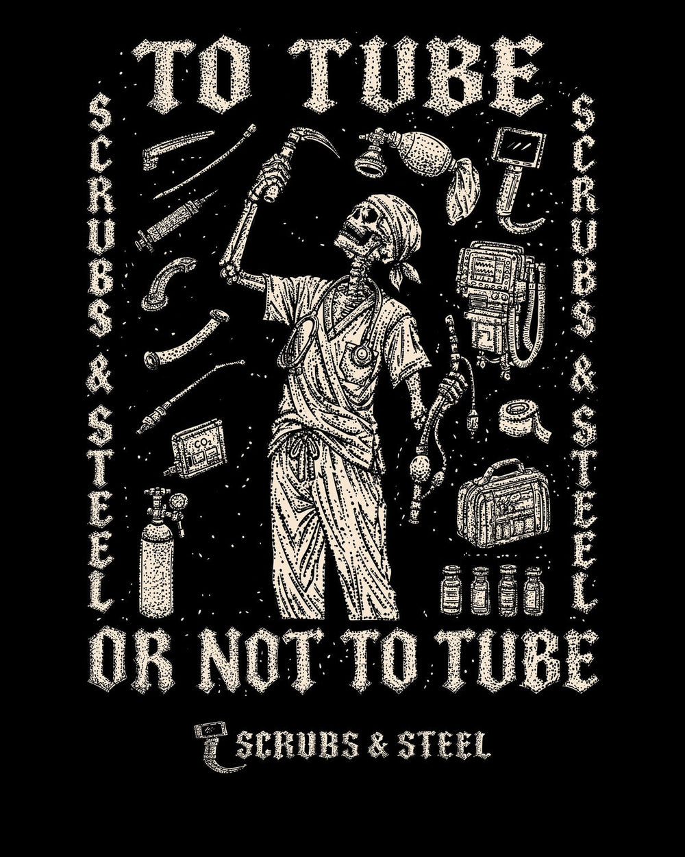 To Tube or Not to Tube hand-drawn back print design