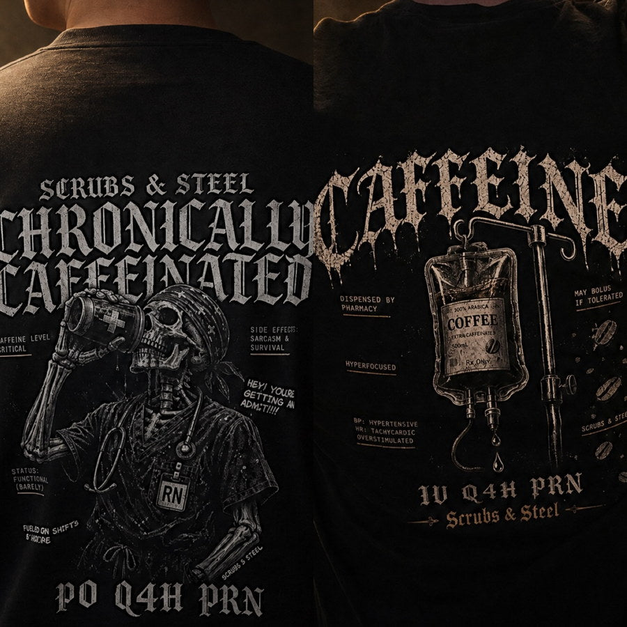 Cream vintage-distress ink pressed on Comfort Colors 1717 black